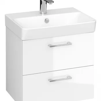Set dulap baie suspendat 2 sertare cu lavoar Cersanit Lara Mille Slim inclus, 50 cm, Alb imagine