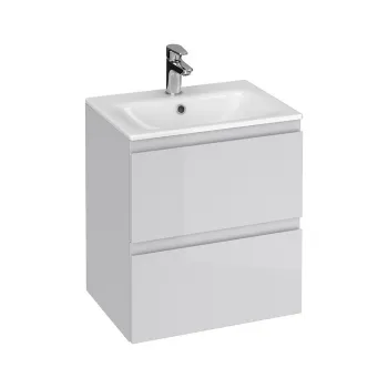 Set dulap baie suspendat 2 sertare cu lavoar Cersanit Moduo-in, 50 cm, gri imagine