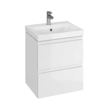 Set dulap baie suspendat 2 sertare cu lavoar Cersanit Moduo inclus, 50 cm, alb imagine