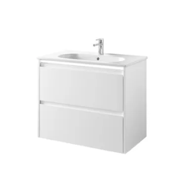 Set dulap baie suspendat 2 sertare Gala Klea cu lavoar inclus, 80 cm, alb lucios imagine