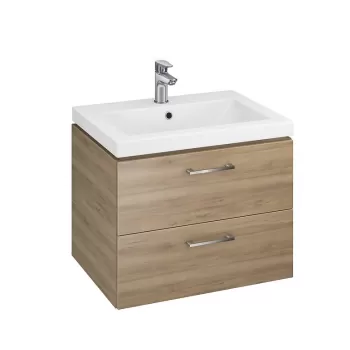 Set dulap baie suspendat 2 sertare Lara cu lavoar Como inclus, 60 cm, nuc imagine
