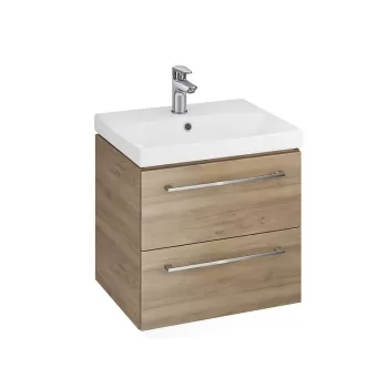 Set dulap baie suspendat 2 sertare Lara cu lavoar Gala City inclus, 50 cm, nuc imagine