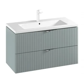 Set dulap baie suspendat 2 sertare lavoar inclus, 100 cm, culoare fjord mat, Cersanit Tirso imagine