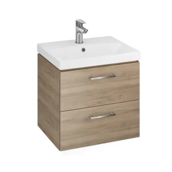 Set dulap baie suspendat 50 cm Lara , nuc, cu lavoar inclus, Cersanit imagine