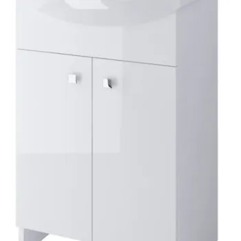 Set dulap baie suspendat alb 60 cm cu lavoar, doua usi, Cersanit Cersania imagine