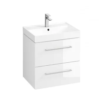 Set dulap baie suspendat Cersanit Larga 2 sertare cu lavoar inclus, 60 cm, alb imagine