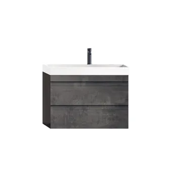 Set dulap baie suspendat cu doua sertare si lavoar inclus KolpaSan Naomi 60 cm, dark concrete imagine