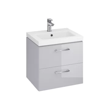 Set dulap baie suspendat Lara 2 sertare cu lavoar Cersanit Como inclus, 50 cm, gri imagine