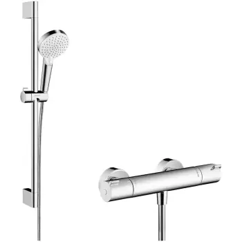 Set dus cu bara 65 cm si baterie dus inclusa crom Hansgrohe, Crometta imagine