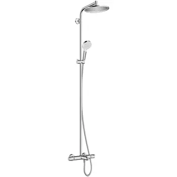 Set dus cu baterie cada termostatata inclusa crom Hansgrohe, Crometta S imagine