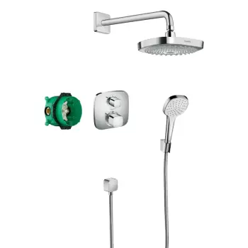Set dus cu baterie termostatata si corp incastrat inclus crom Hansgrohe, Croma Select E imagine