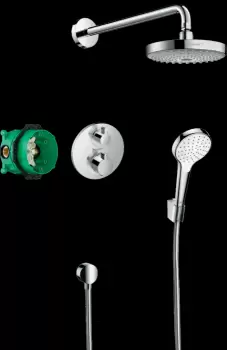 Set dus cu baterie termostatata si corp incastrat inclus crom Hansgrohe Croma Select S 27295000 imagine