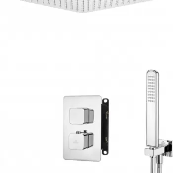 Set dus incastrat cu baterie termostatica, culoare crom lucios, Deante, Box imagine