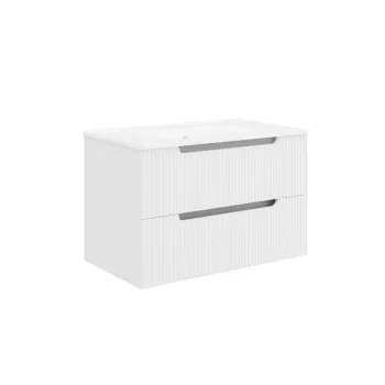 Set mobilier alb riflat cu lavoar inclus, Malta 60 cm imagine