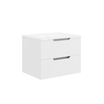 Set mobilier alb riflat cu lavoar inclus, Malta 80 cm imagine