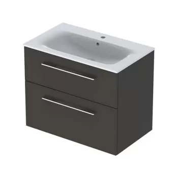 Set mobilier baie cu lavoar gri inchis 80 cm Geberit, Selnova Square imagine