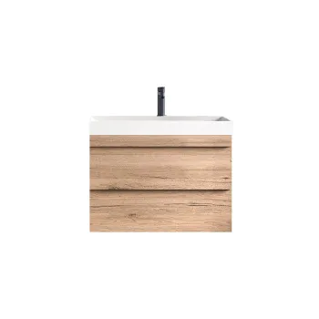 Set mobilier baie suspendat cu 2 sertare si lavoar inclus KolpaSan Naomi 60 cm, stejar imagine