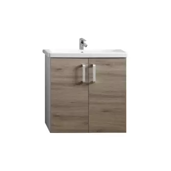 Set mobilier baie suspendat cu lavoar inclus 65 cm stejar gri Kolpasan, Evelin imagine
