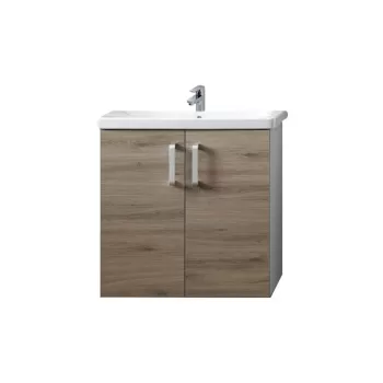 Set mobilier baie suspendat cu lavoar inclus 80 cm stejar gri Kolpasan, Evelin imagine