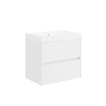 Set mobilier cu lavoar 60 cm, cu sertare soft close, alb, Fluminia Fiori imagine