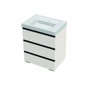Set mobilier cu lavoar inclus 70 cm, 3 sertare cu soft-close, gri deschis,  Kolpasan, Harmony imagine