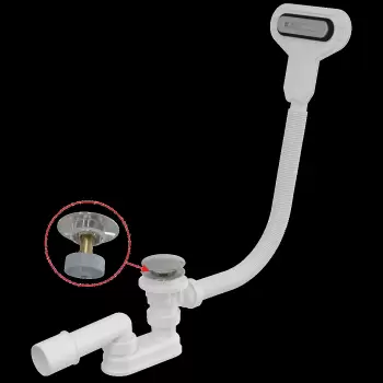 Sifon cada baie cu ventil Click-Clack crom si preaplin plat Alcadrain A516CKM imagine