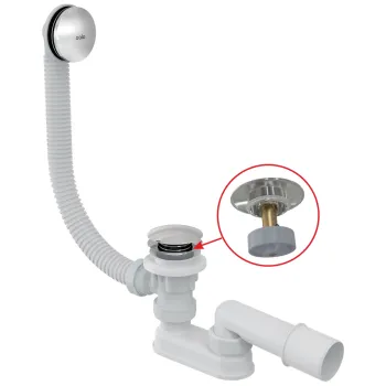 Sifon cada baie cu ventil Click-Clack metalic 120 mm si preaplin Alcadrain A504CKM imagine