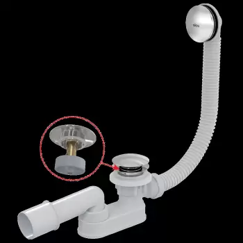 Sifon cada baie cu ventil Click-Clack metalic 90 mm si preaplin Alcadrain A507CKM imagine