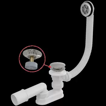 Sifon cada baie cu ventil Click-Clack si preaplin plastic cromat Alcadrain A505CKM imagine