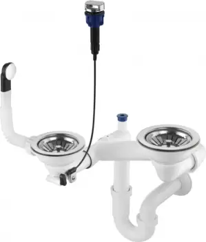 Sifon chiuveta bucatarie cu doua cuve crom Deante imagine