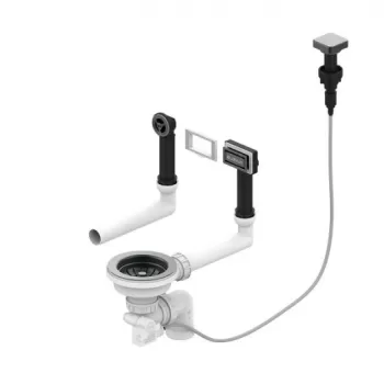 Sifon chiuveta bucatarie cu preaplin si ventil cu dop automat culoare antracit Alveus Monarch imagine