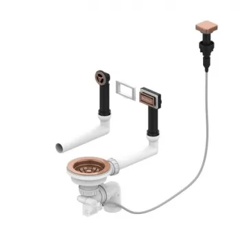 Sifon chiuveta bucatarie cu preaplin si ventil cu dop automat culoare cupru Alveus Monarch imagine