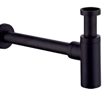 Sifon lavoar cu diametru 32 mm, rotund, metal, negru mat, Kielle imagine