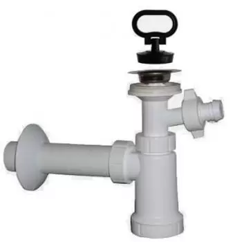 Sifon lavoar cu rozeta metalica si dop, Plast Brno imagine