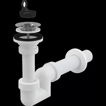 Sifon lavoar O32 mm cu sita otel si dop Alcadrain A412-DN40 imagine