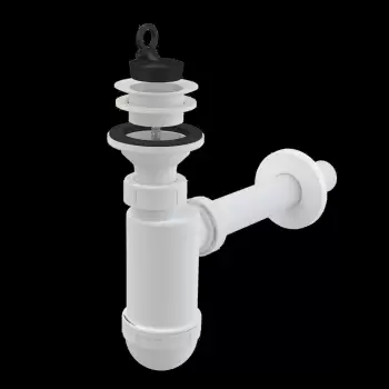 Sifon lavoar O32 mm cu ventil, sita plastic si dop Alcadrain A420 imagine
