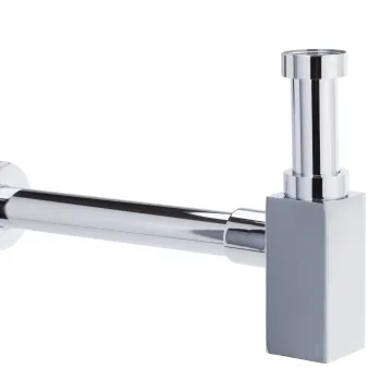 Sifon lavoar rectangular tip butelie Kleome din alama 1 1 4  x32 mm, crom imagine