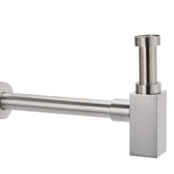 Sifon lavoar rectangular tip butelie Kleome din alama 1 1 4  x32 mm, nichel periat imagine