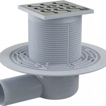 Sifon pardoseala cu gratar otel inoxidabil, 105x105 mm iesire laterala si guler izolatie APV102 imagine