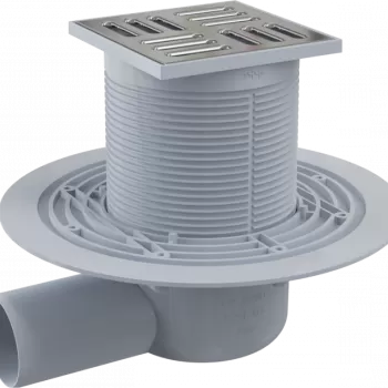 Sifon pardoseala cu gratar otel inoxidabil, 105x105 mm iesire laterala si guler izolatie APV1311 imagine