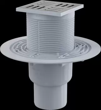 Sifon pardoseala cu gratar otel inoxidabil, 105x105 mm iesire verticala si guler izolatie APV201 imagine