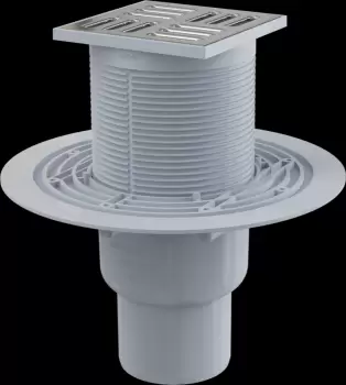 Sifon pardoseala cu gratar otel inoxidabil, 105x105 mm iesire verticala si guler izolatie APV2311 imagine