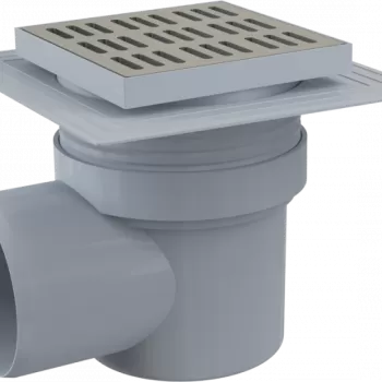 Sifon pardoseala cu gratar otel inoxidabil, 150x150 mm iesire laterala si guler izolatie Alcadrain APV12 imagine