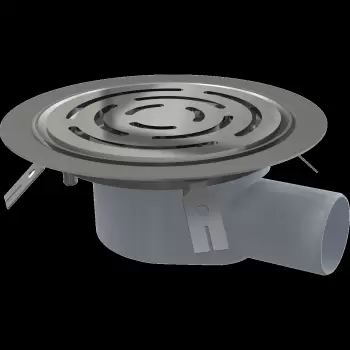 Sifon pardoseala cu gratar otel inoxidabil, iesire laterala si guler izolatie Alcadrain APV3513 imagine