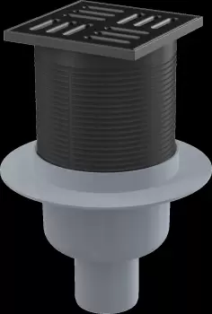 Sifon pardoseala cu gratar otel inoxidabil negru mat, 105x105 mm iesire verticala Alcadrain APV32BLACK imagine