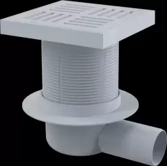 Sifon pardoseala cu gratar plastic gri, 150x150 mm iesire laterala Alcadrain APV5211 imagine