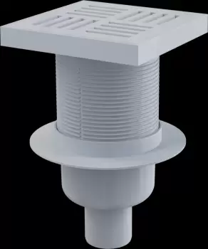 Sifon pardoseala cu gratar plastic gri, 150x150 mm iesire verticala Alcadrain APV6211 imagine