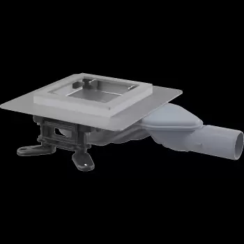 Sifon pardoseala din otel inoxidabil, fara gratar, extra low, 130x130 mm iesire laterala APV110 imagine