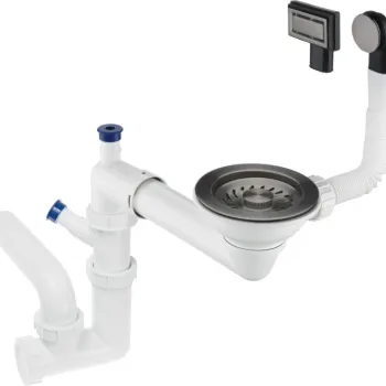 Sifon pentru chiuveta din granit cu 1 cuva, titan, Deante Space-Saver imagine