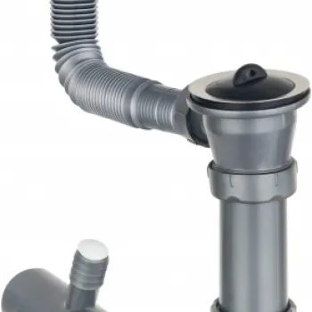 Sifon pentru chiuveta din inox cu 1 cuva, montare pe masca, Deante imagine